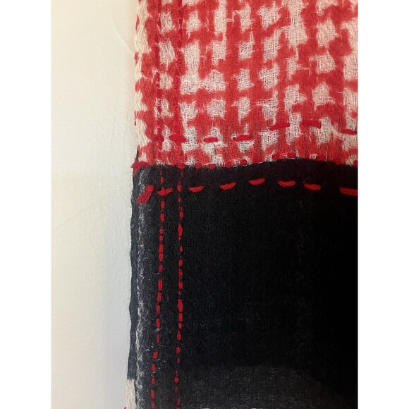 Yoko Australian Merino Wool & Silk Scarf Wrap, One Of A Kind Red Tan Black Cream - Picture 6 of 12